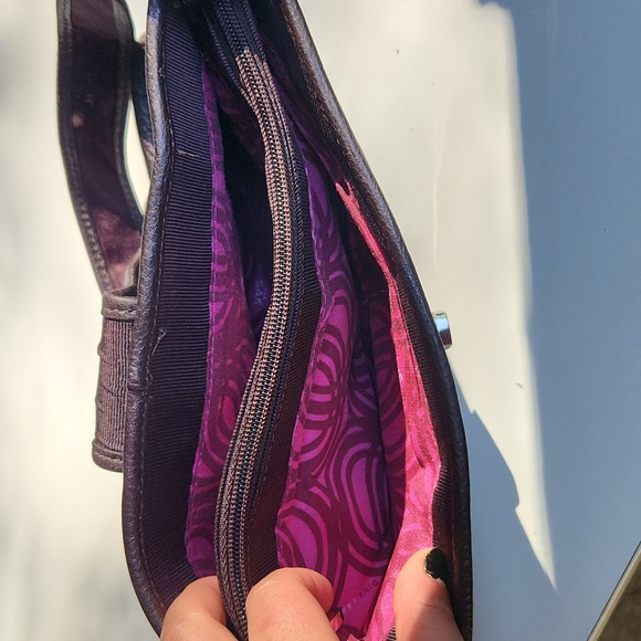 The Sak Pink Label Y2K Shoulder Bag - Pebbled Leather in Metallic Plum Color - Picture 9 of 16